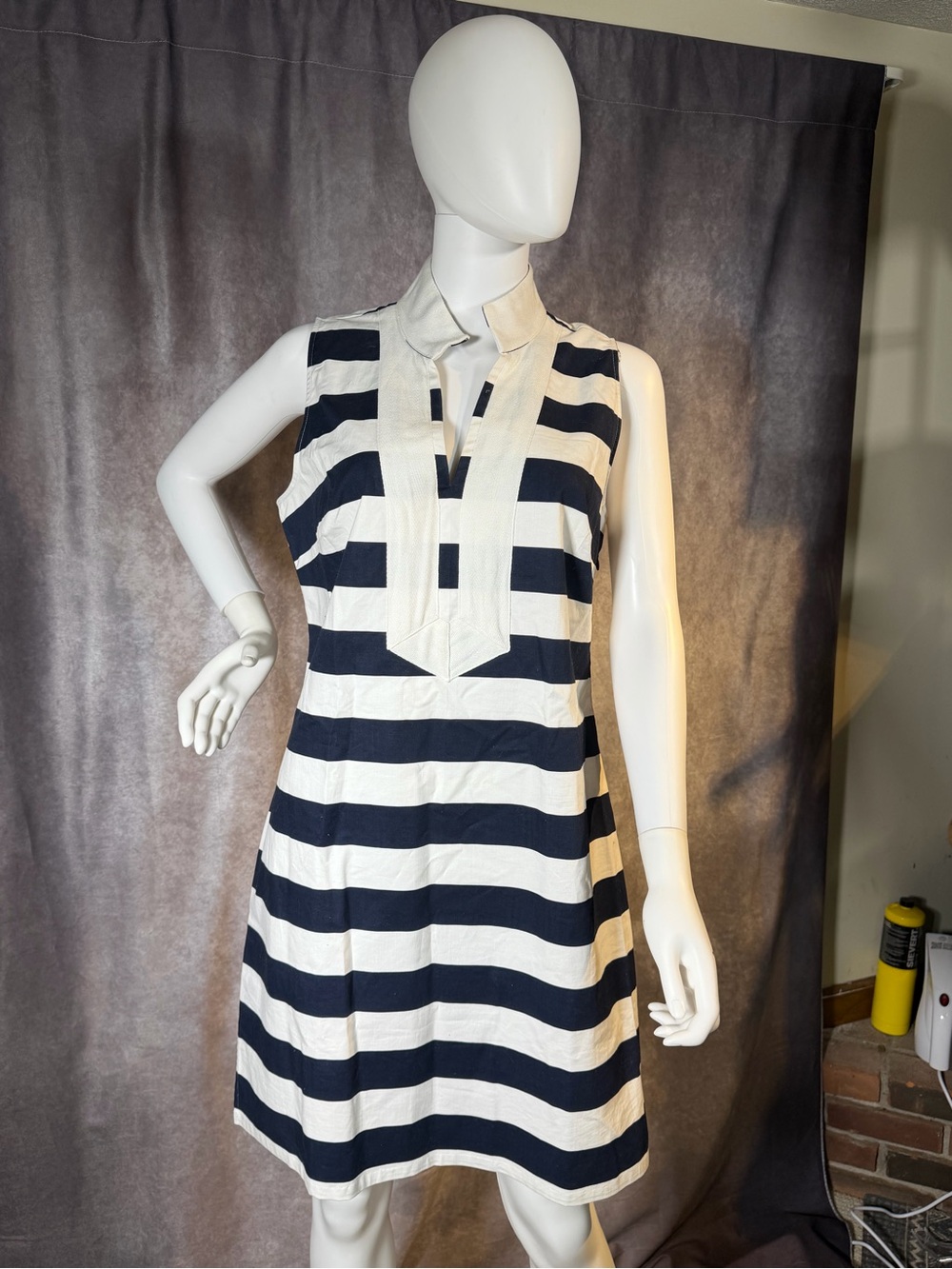 Sail to Sable Navy and White Striped Sleeveless Mini Dress